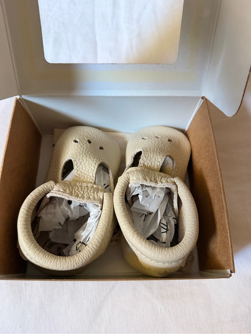 Freshly Picked Cream Leather Baby Shoes - Soft Slip-On Moccasins